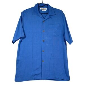 Tommy Bahama Hawaiian Shirt Mens‎  100%-Silk Blue Original Fit Button Up